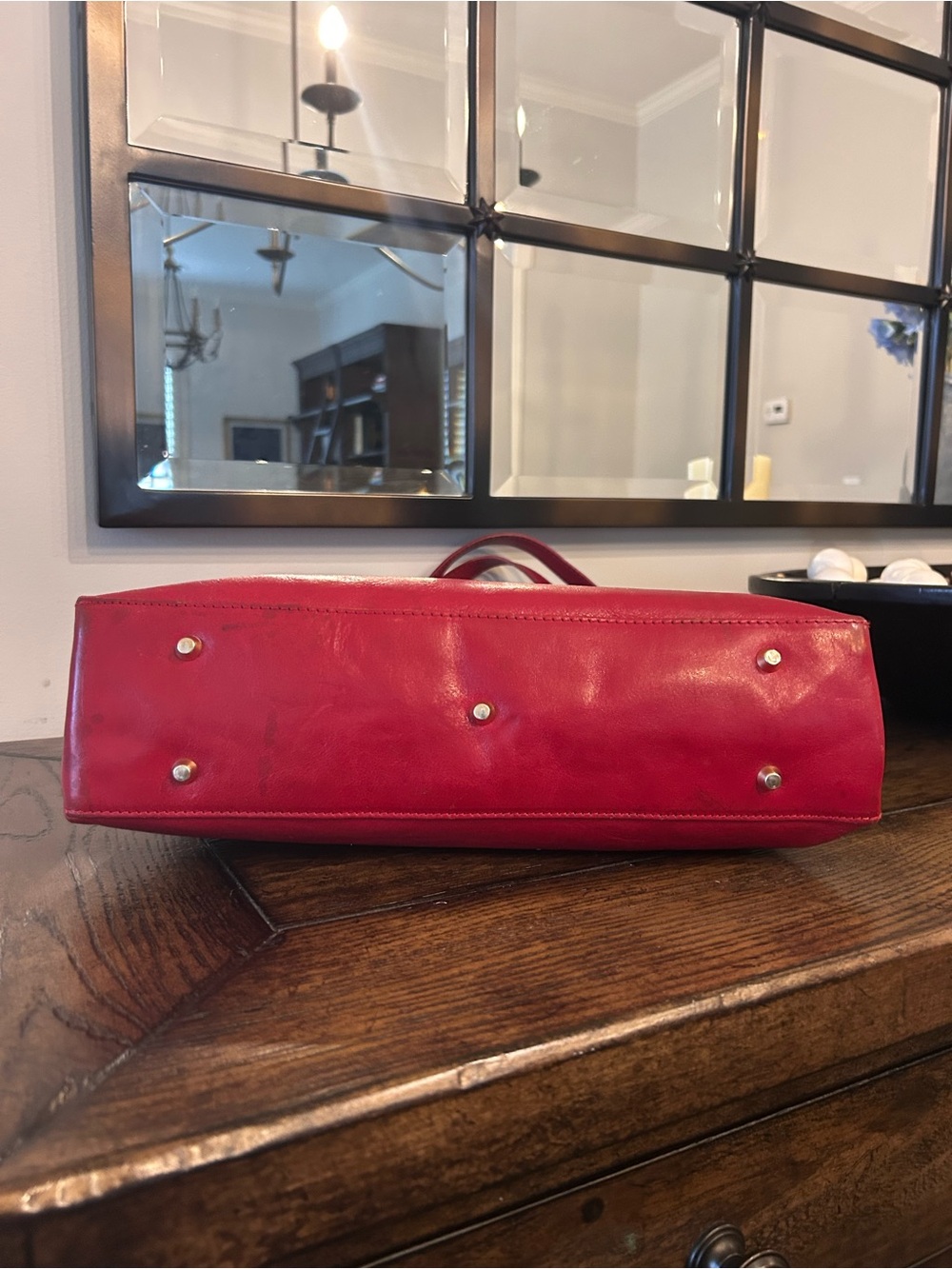 Valentina Italian red leather shoulder bag - Picture 6 of 14